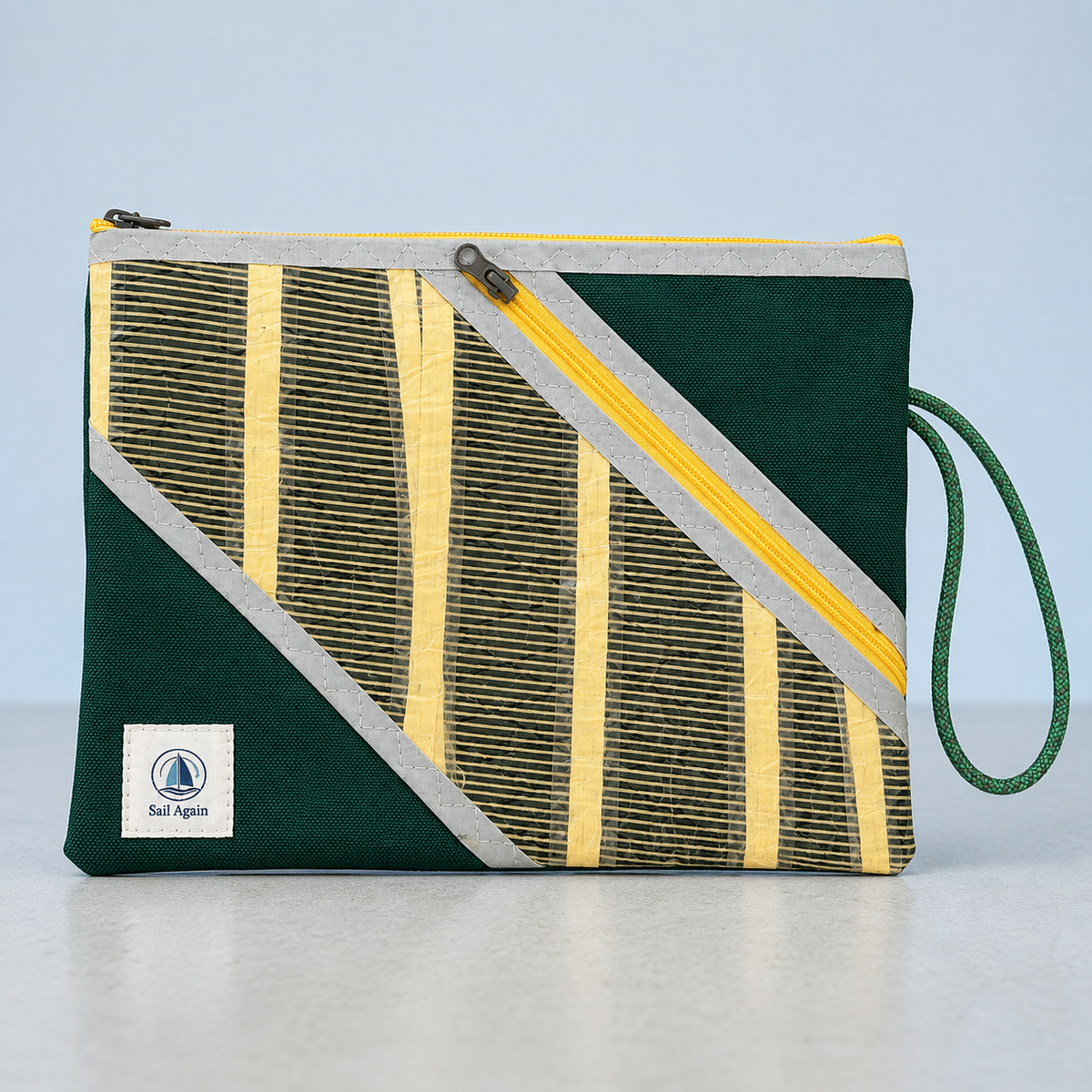 Wave Clutch – Koyu Yeşil ve Sarı