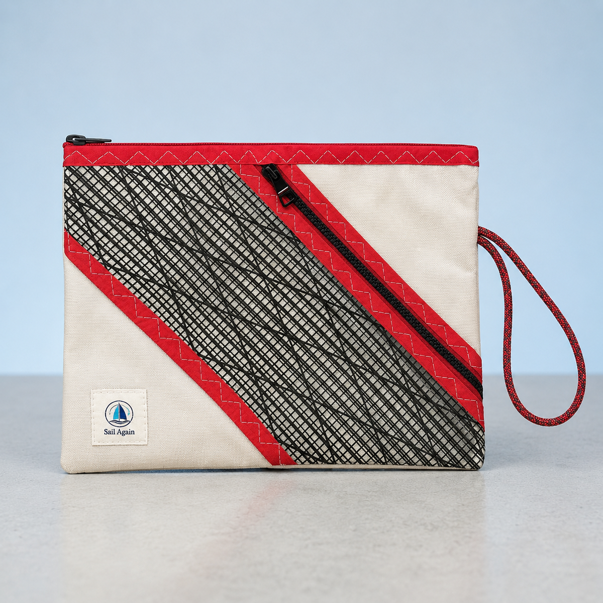 Wave Clutch – Mercan Kırmızısı ve Krem